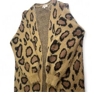 Leopard Print Open Front Cardigan